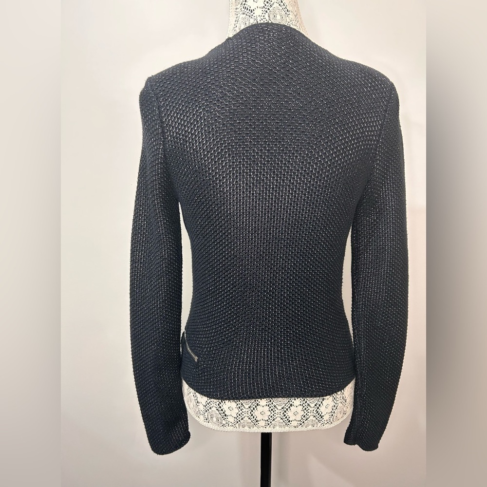 Maje black multi zippered moto inspired fabric jacket size 2 - Picture 11 of 15